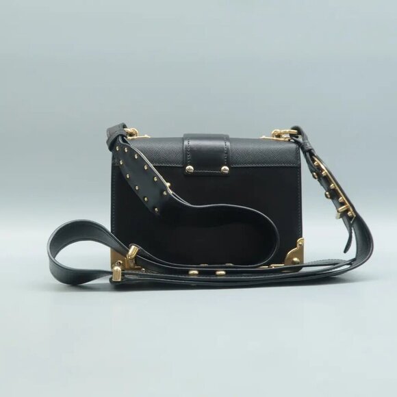 100% Authentic Prada Cahier Black Leather Shoulder Bag 1008-082224 - Picture 2 of 12